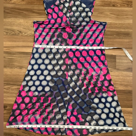 Jamie Sadock Circles Faux Blue Leather Collar 1/4 Zip Pull On Golf Midi Dress S - Picture 8 of 12